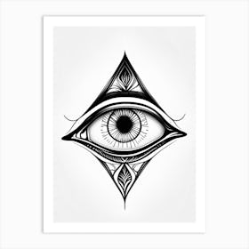 Clarity, Symbol, Third Eye Simple Black & White Illustration 1 Art Print