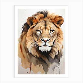 Lion Watercolor Painting 4 Art Print