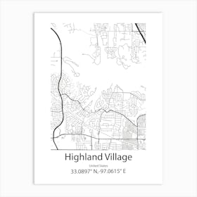 Highland Springs,United States Minimalist Map Affiche