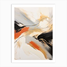 Charcoal And Orange Autumn Abstract Painting 4 Art Print