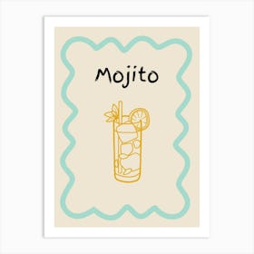 Mojito Doodle Poster Teal & Orange Art Print