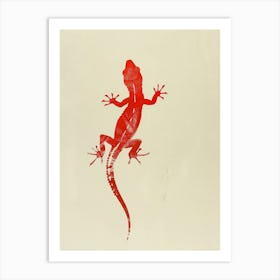 Red Satanic Leaf Tailed Gecko Block Print Art Print