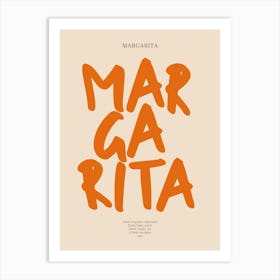 Margarita Orange Typography Print Art Print