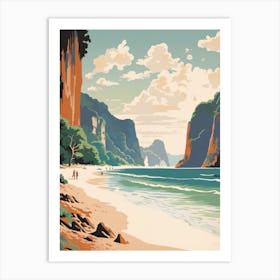 Vintage Retro Print Of Maya Bay, Koh Phi Phi Thailand 3 Art Print