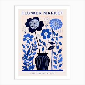 Blue Flower Market Poster Queen Annes Lace 4 Art Print