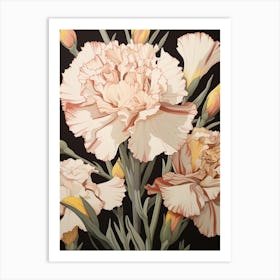 Carnation 3 Flower Painting Art Print