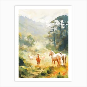 Horses Painting In Monteverde, Costa Rica 2 Art Print