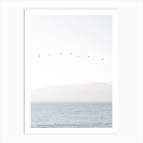 Birds Flying Over Ocean Art Print