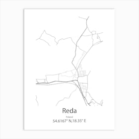 Reda,Poland Minimalist Map Art Print