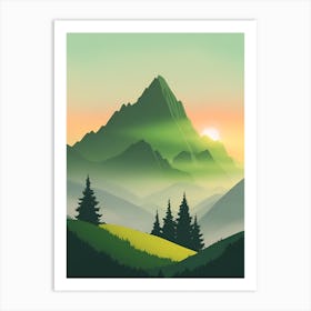 Misty Mountains Vertical Composition In Green Tone 107 Art Print