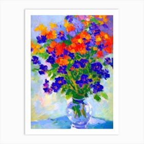 Larkspur Floral Abstract Block Colour Flower Art Print