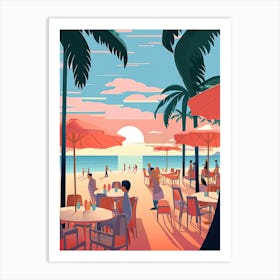 Waikiki Beach Hawaii, Usa, Graphic Illustration 3 Art Print