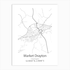 Market Drayton,United Kingdom Minimalist Map Art Print