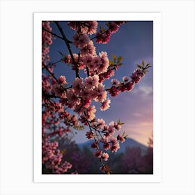 Cherry Blossoms At Sunset Art Print