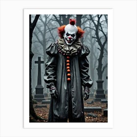 Painted Terror: A Midnight Encounter Spooky Clown Art Print