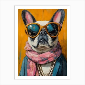 Whimsical Frenchies At The Bar 2 Art Print