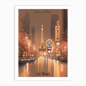 Las Vegas, minimalist soft tones palette, watercolor poster Art Print