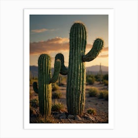 Cactus At Sunset Art Print