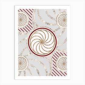 Geometric Abstract Glyph in Festive Gold Silver and Red n.0078 Art Print