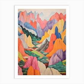 Mount Hua China 1 Colourful Mountain Illustration Art Print