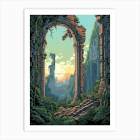 Ruins Landscape Pixel Art 3 Art Print