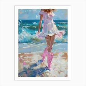 Cowgirl On The Beach Art Print