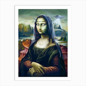 Starlight Siren Alien Mona Lisa Art Print