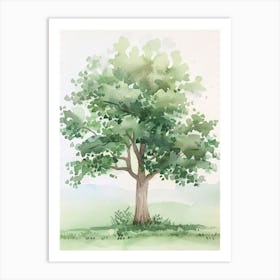 Paulownia Tree Atmospheric Watercolour Painting 6 Art Print