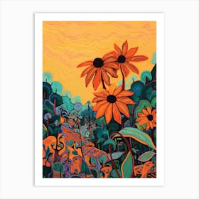 Boho Wildflower Painting Brown Eyed Susan 2 Art Print