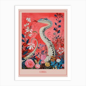 Floral Animal Painting Cobra 7 Poster Art Print