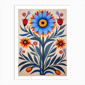 Flower Motif Painting Cornflower 1 Art Print