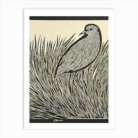 Lapwing Linocut Bird Art Print