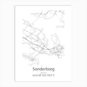 Sonderborg,Denmark Minimalist Map Art Print