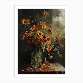 Baroque Floral Still Life Coneflower 2 Art Print