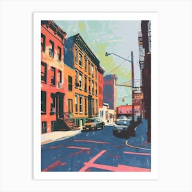 Greenpoint New York Colourful Silkscreen Illustration 3 Art Print