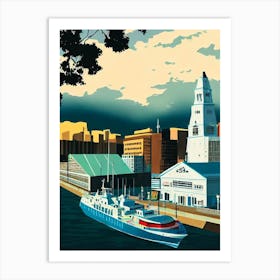 Port Of Melbourne Australia Vintage Poster harbour Art Print