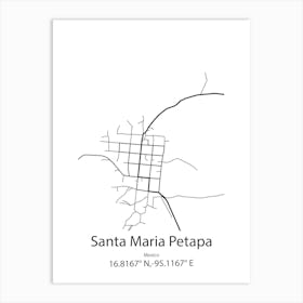 Santa Maria Jacatepec,Mexico Minimalist Map Art Print