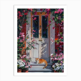 Cat At The Door Art Print