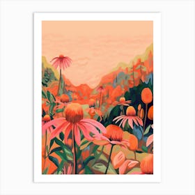 Boho Wildflower Painting Coneflower 1 Art Print