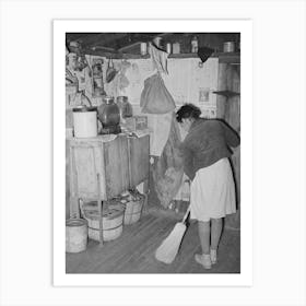 Daughter Of Pomp Hall, Tenant Farmer, Sweeping The Kitchen Floor Creek County, Oklahoma, See General Caption Art Print