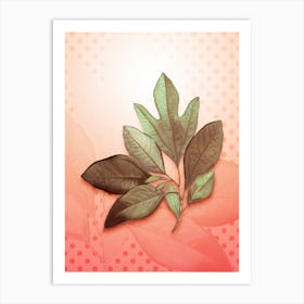 Bay Laurel Vintage Botanical in Peach Fuzz Polka Dot Pattern n.0167 Art Print