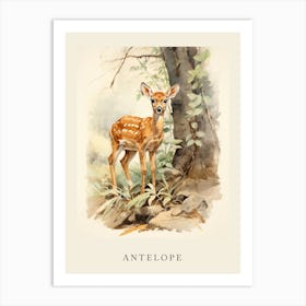 Beatrix Potter Inspired  Animal Watercolour Antelope 4 Art Print