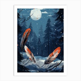 Bird Feathers In Winter 1 Art Print