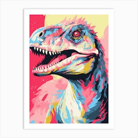 Colourful Dinosaur Deinonychus 2 Art Print