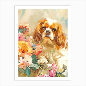 Dog and flower Art Print