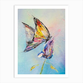 Butterfly On Flower Art Print