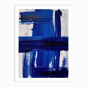 Blue Brush Strokes Abstract 7 Art Print