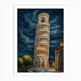 Tower Of Pisa Van Gogh Style 4 Art Print