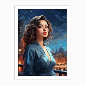 Girl At Night Print Art Print