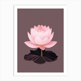 A Pink Lotus In Minimalist Style Vertical Composition 66 Art Print